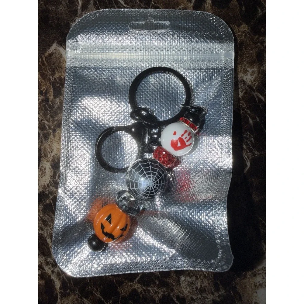 Handmade Beaded Keychain Halloween Themed